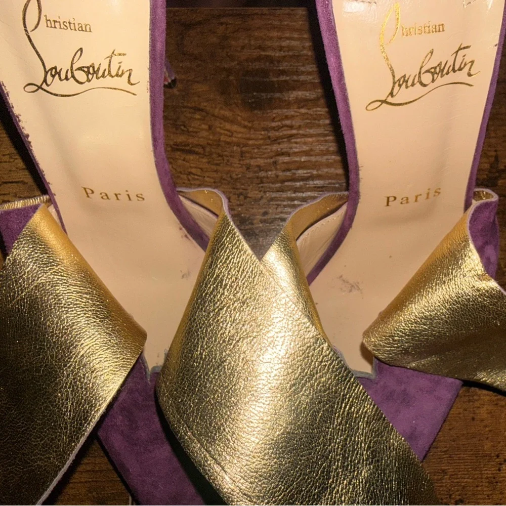Christian Louboutin Purple Plum Suede Heels Pointed Toe Size 36 - Picture 7 of 8